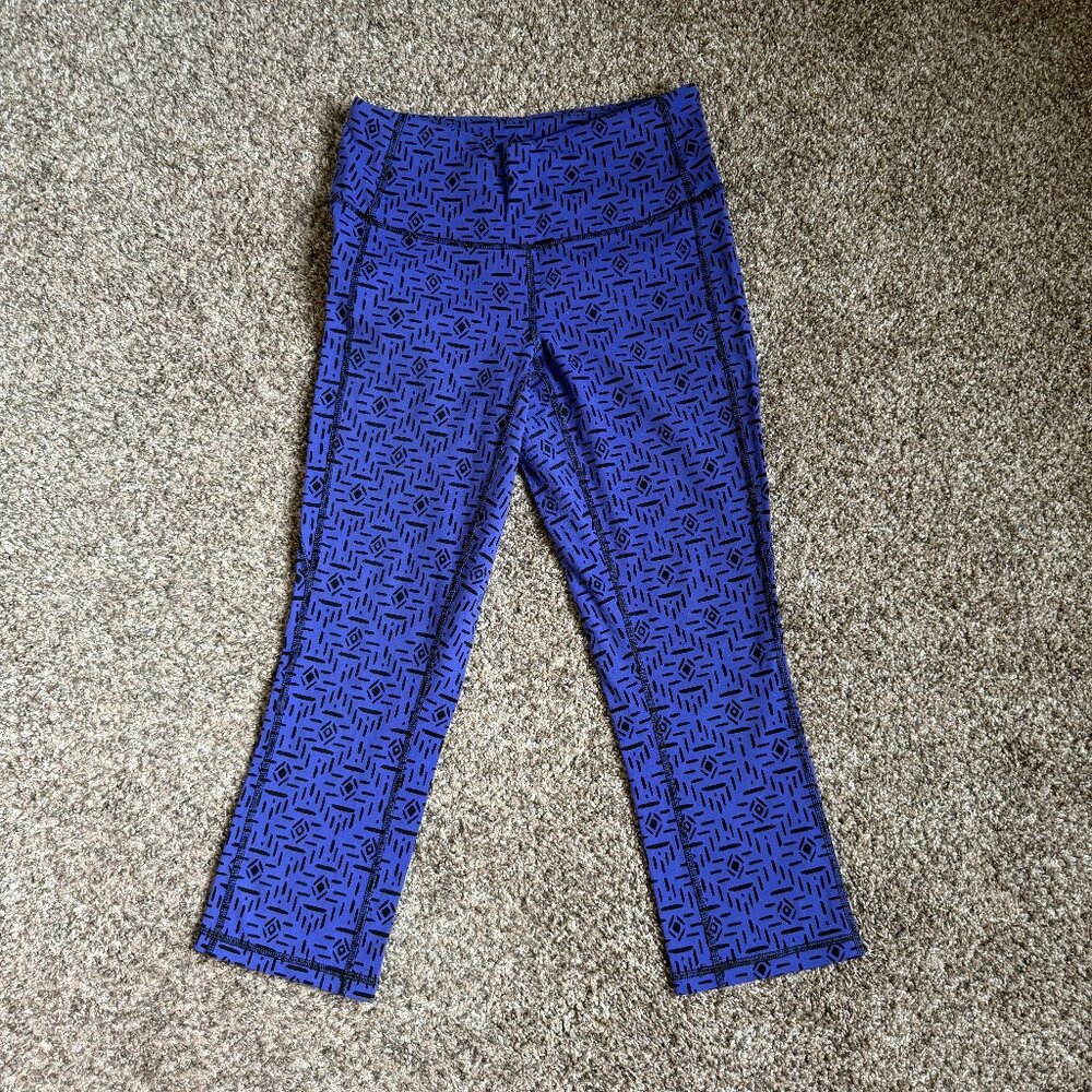 Lucy Powermax High Rise Perfect Core Capri Legging, Size Small, Purple Black Geo